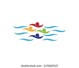 Swimming people logo vector template