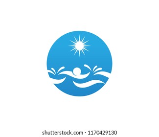 Swimming people logo vector template