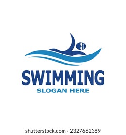 Swimming people logo vector template illustration