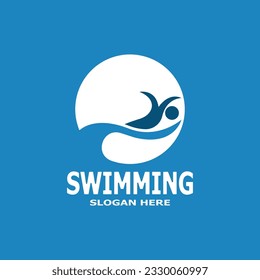 Swimming people logo vector template illustration