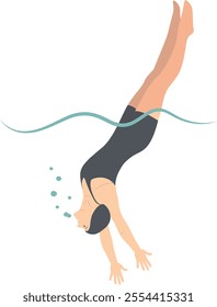 Swimming Person Cartoon Illustration on White Background. Vector Character Design.