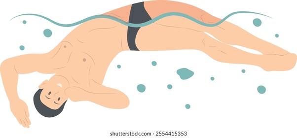 Swimming Person Cartoon Illustration on White Background. Vector Character Design.