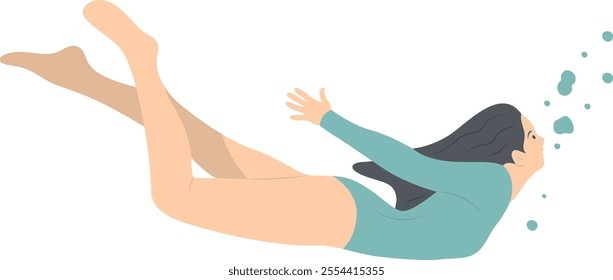 Swimming Person Cartoon Illustration on White Background. Vector Character Design.