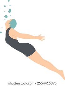 Swimming Person Cartoon Illustration on White Background. Vector Character Design.