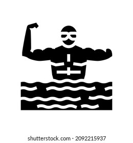 swimming person with a disability athlete glyph icon vector. swimming person with a disability athlete sign. isolated contour symbol black illustration