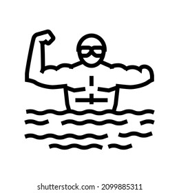 swimming person with a disability athlete line icon vector. swimming person with a disability athlete sign. isolated contour symbol black illustration