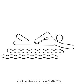 Swimming person stick icon .