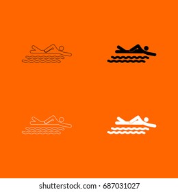 Swimming person stick icon .