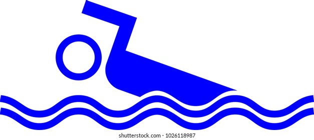 Swimming pictogram with waves