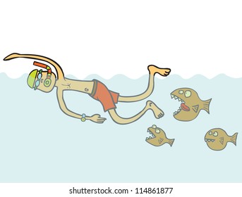 swimming with piranhas