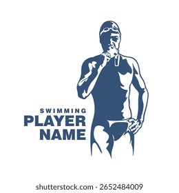 Swimming Player logo design vector. Silhouette Swimming Template Illustration. Icon Symbol