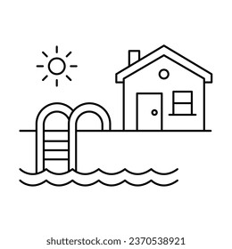 Swimming Pool, Aquatic Leisure. The pool icon represents a swimming pool and the leisure and enjoyment of aquatic activities.