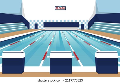 Swimming Pool Arena Swim Lane Sport Competition Flat Design Illustration