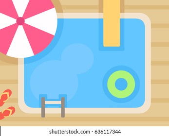 Swimming pool background, top view vector illustration.