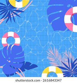 Swimming pool background vector illustration in summer. Blue swimming pool theme. Illustration vector