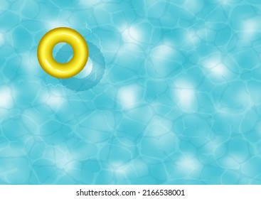 Swimming Pool Background With Yellow Rubber Ring Floating