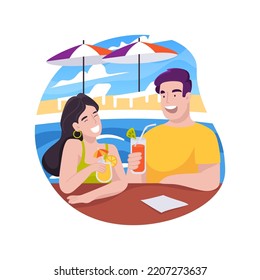 Swimming pool bar isolated cartoon vector illustration. Family drink coconut juice in swimming pool, holiday resort bar, tropical cocktail, poolside relaxation, family travel vector cartoon.