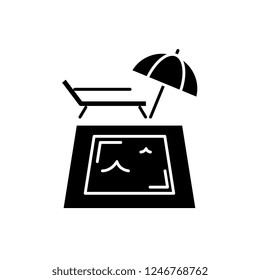 Swimming pool black icon, vector sign on isolated background. Swimming pool concept symbol, illustration 