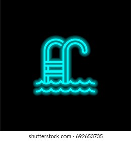 Swimming pool blue glowing neon ui ux icon. Glowing sign logo vector