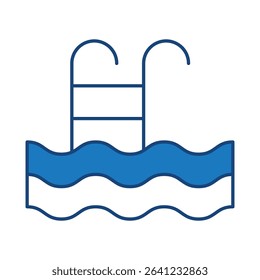 Swimming Pool Blue Line Icon. Fitness, Health, Healthy Lifestyle, Wellbeing, Exercise, Health Care, Sport, Workout Editable Stroke Vector Illustration