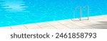 swimming pool blue water ladder tiles deck poolside summer vacation resort vector illustration