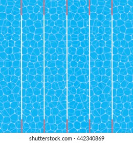 Swimming pool with blue water texture, top view, isolated, vector illustration