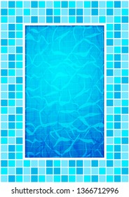 Swimming pool bottom caustics ripple and flow with waves background. Texture of water surface. Overhead view. Vector illustration