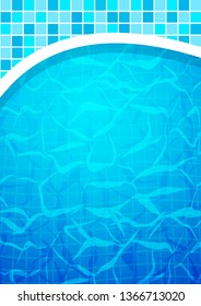 Swimming pool bottom caustics ripple and flow with waves background. Texture of water surface. Overhead view. Vector illustration