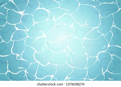 Swimming pool bottom caustics ripple and flow reflex background. Summer ocean blue water surface texture vector illustration background for fitness club, aquapark or sea tour banner, promo, logo, ads