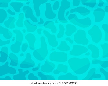 Swimming pool bottom caustics ripple and flow with waves background. Summer background. Texture of water surface. Overhead view. Vector illustration background
