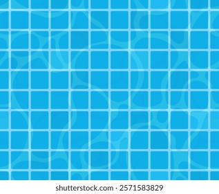 Swimming pool bottom caustics ripple and flow with waves. Seamless pattern. Texture of water surface. Overhead view. Vector