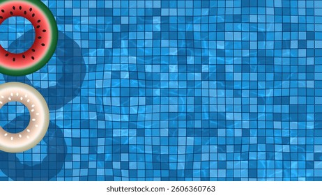 Swimming pool bottom caustics ripple and flow with waves. 3D Swim ring with watermelon shape. Seamless pattern. Texture of water surface. Overhead view. illustration. Pro Vector
 - Powered by Shutterstock - Get 15% off with code: PIKWIZARD15