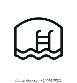 Swimming pool cage screen isolated icon, pool enclosure structure roof vector symbol with editable stroke