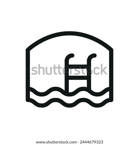 Swimming pool cage screen isolated icon, pool enclosure structure roof vector symbol with editable stroke
