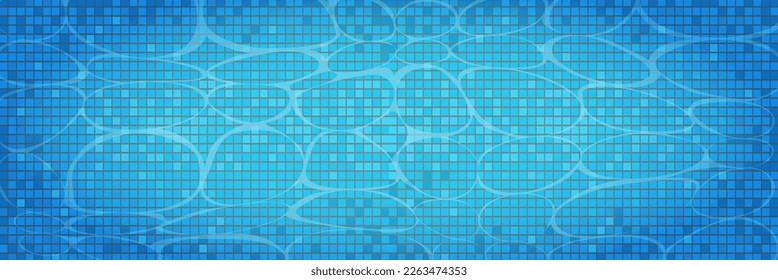 La piscina causa estragos en el fondo. Piscina azul para telón de fondo, pancarta, tapicería, estampado superficial, cubierta y banner. Fondo de la piscina. Concepto de verano, ilustración vectorial