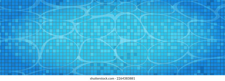 La piscina causa estragos en el fondo. Piscina azul para telón de fondo, pancarta, tapicería, estampado superficial, cubierta y banner. Fondo de la piscina. Concepto de verano, ilustración vectorial