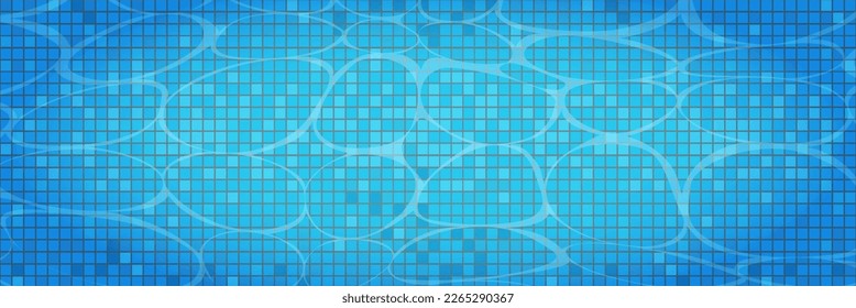 Schwimmbad-Ätzwirkung, Rippelhintergrund. Blaues Schwimmbad für Hintergrund, Banner, Tapete, Oberflächenmuster, Deckel und Banner. Swimmingpool, unten Hintergrund. Sommerkonzept, Vektorgrafik