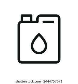 Swimming pool chemicals canister isolated icon, jerrycan with water drop vector symbol with editable stroke