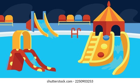 Piscina con toboganes infantiles