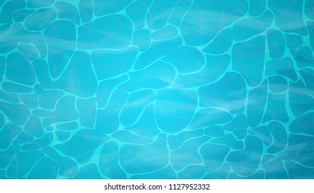 Swimming pool with clean, shimmering turquoise tropical water with ripples. Top view. Waves effects. Texture of water surface. Summer background. Sea, ocean. Blue sea pool water. Vector illustration. Swimming pool with clean, shimmering turquoise tropical water with ripples. Top view. Waves effects. Texture of water surface. Summer background. Sea, ocean. Blue sea pool water. Vector illustration.