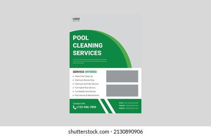 Swimming pool cleaning service flyer template. Pool maintenance service poster leaflet design. cover, poster, a4 size, flyer, print ready