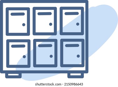 Swimming pool clothing lockers, illustration, vector on a white background.