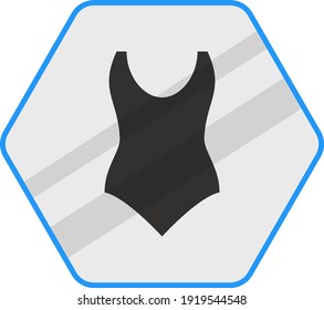 Swimming pool clothing rules concept vector blue color icon design,  Pool and beach safety rules on white background, Always Use Swimsuit Symbol, Proper Swimming Attire Sign, Sports hexagon signboard