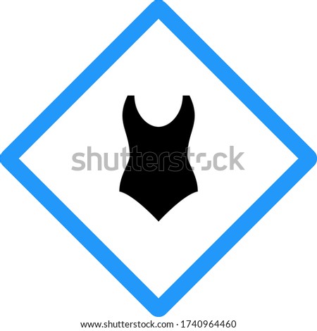 Swimming pool clothing rules concept vector blue color icon design,  Pool and beach safety rules on white background, Always Use Swimsuit Symbol, Proper Swimming Attire Sign