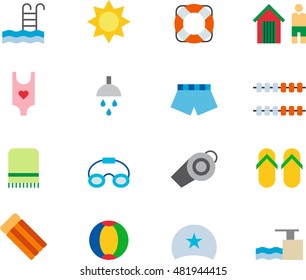 SWIMMING POOL colored flat icons