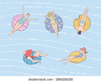 Swimming Pool Colorful Vector Illustration