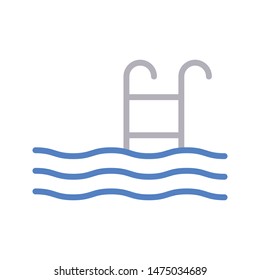 swimming pool colour line vector icon