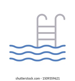 swimming pool colour line vector icon