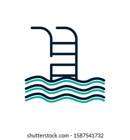 Swimming pool design, Healthy lifestyle fitness bodybuilding bodycare activity exercise and diet theme Vector illustration