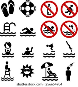 Swimming, pool and diving icons